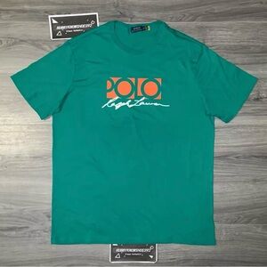 POLO RALPH LAUREN Men's Big & Tall Green Classic Fit Graphic Logo T-Shirt